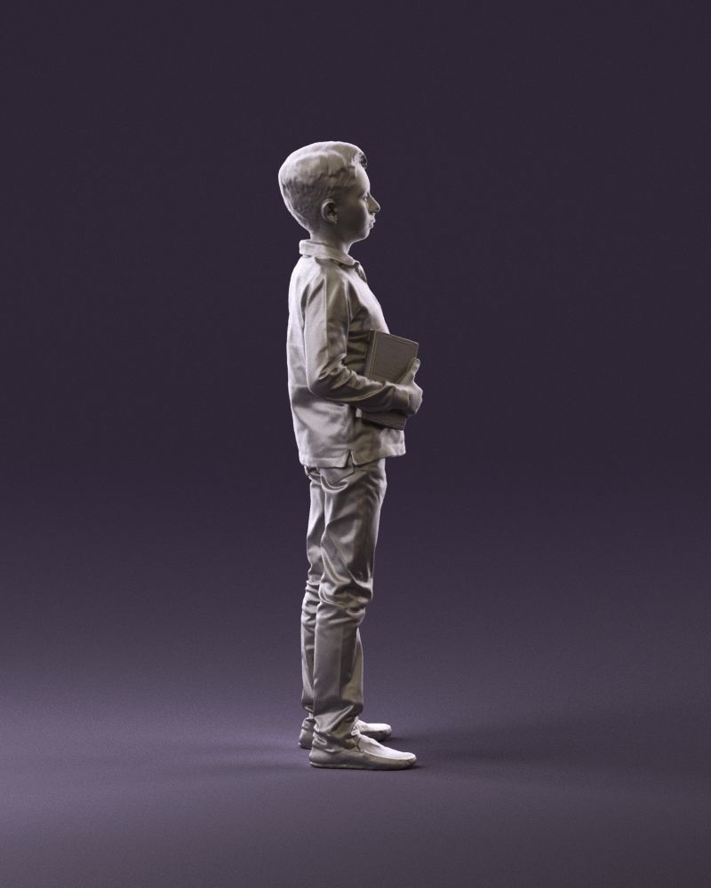 junior boy in white red blue polor and book 1079 3D model_16