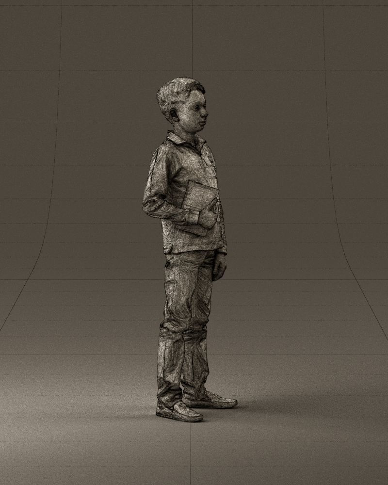 junior boy in white red blue polor and book 1079 3D model_27