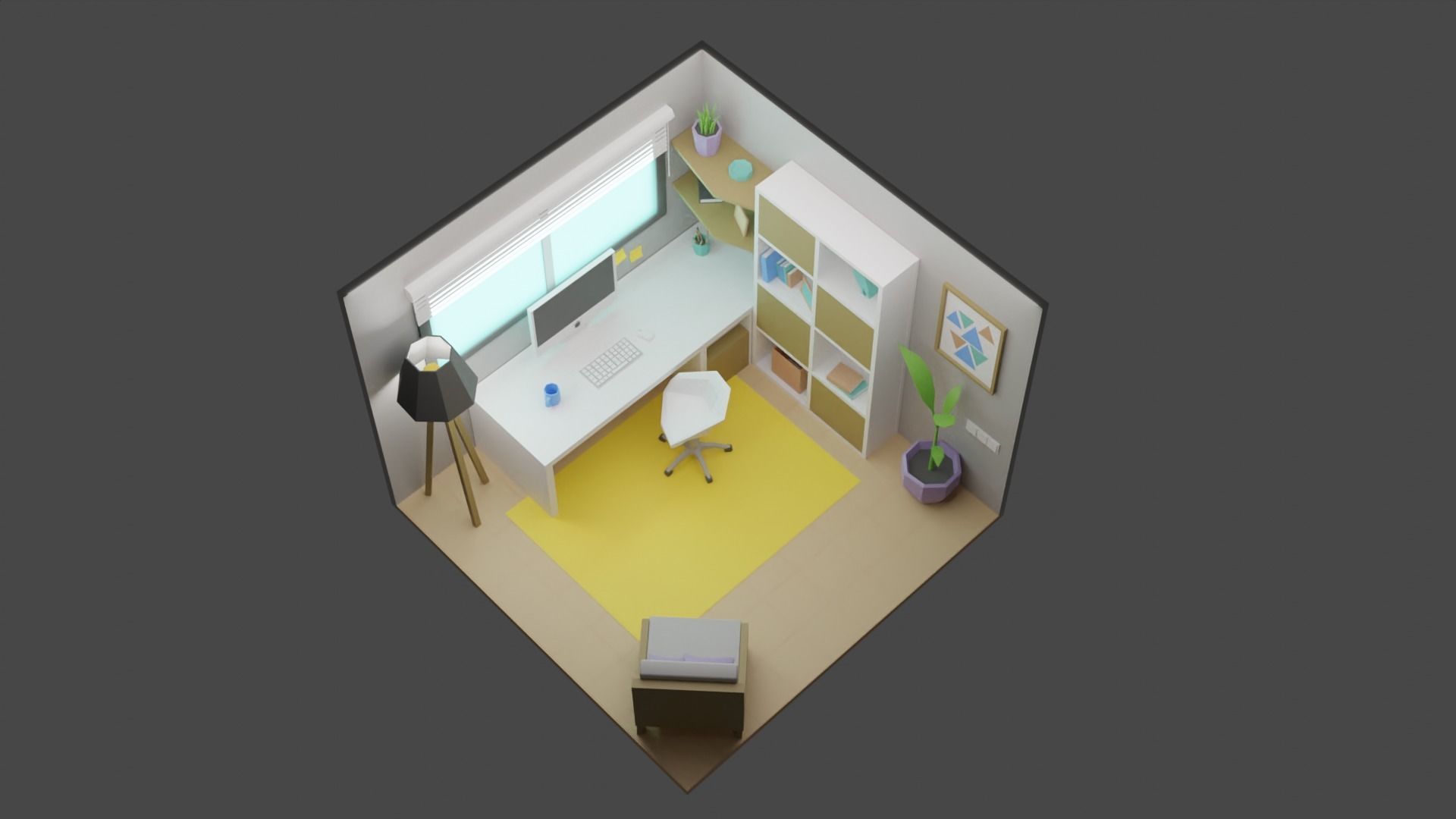 Office Room 6 Low-poly 3D model_4