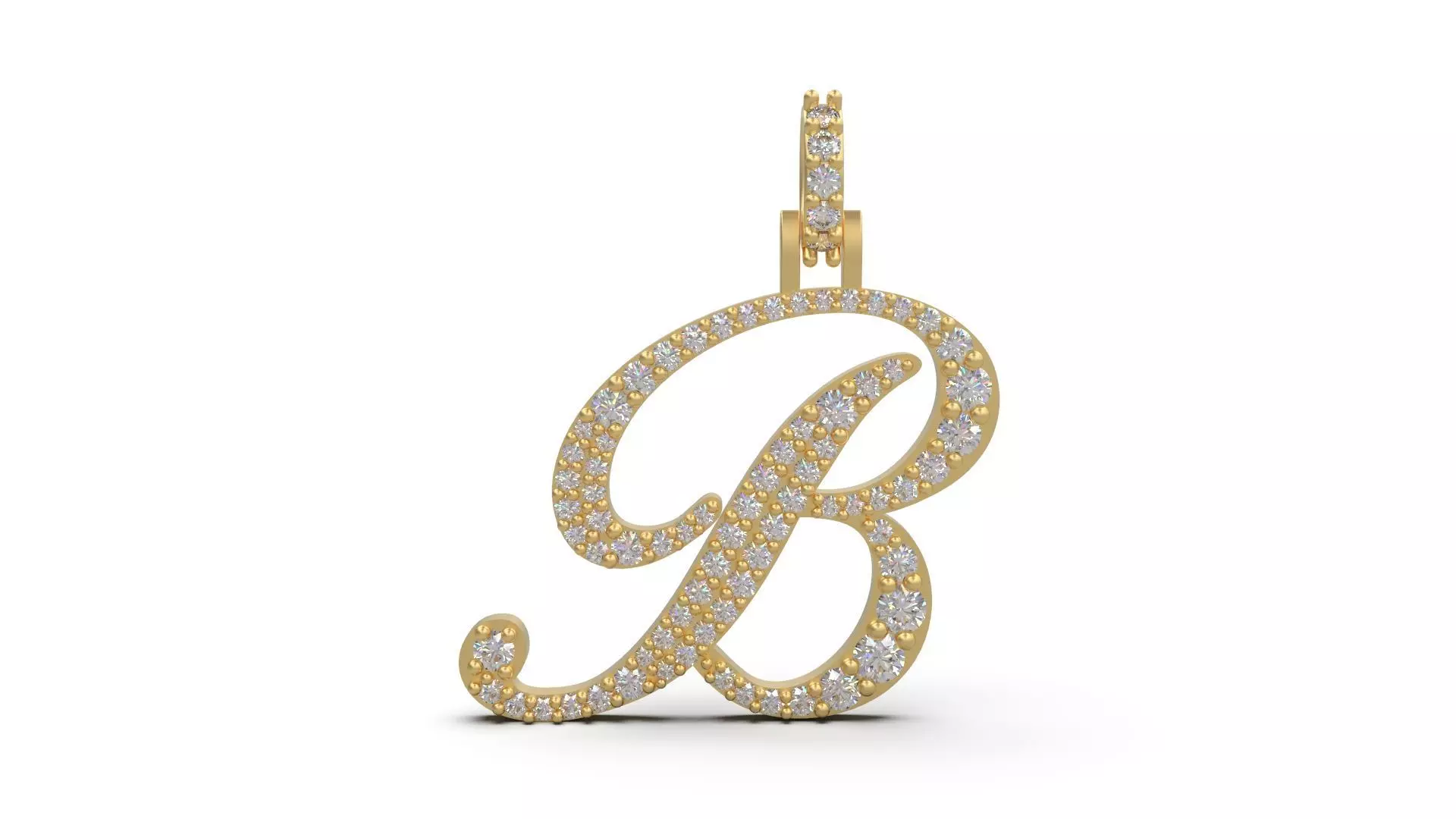 Initial Letter B Necklace Pendant Alphabet Pendant 3D print model_0