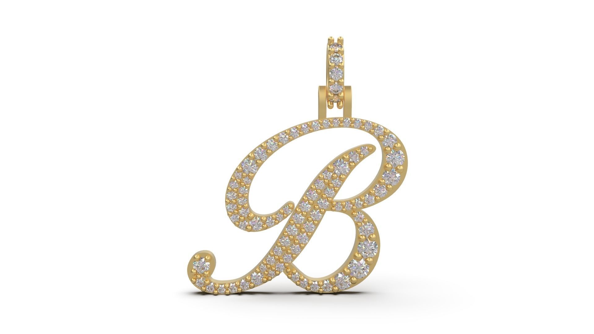 Initial Letter B Necklace Pendant Alphabet Pendant 3D print model_12