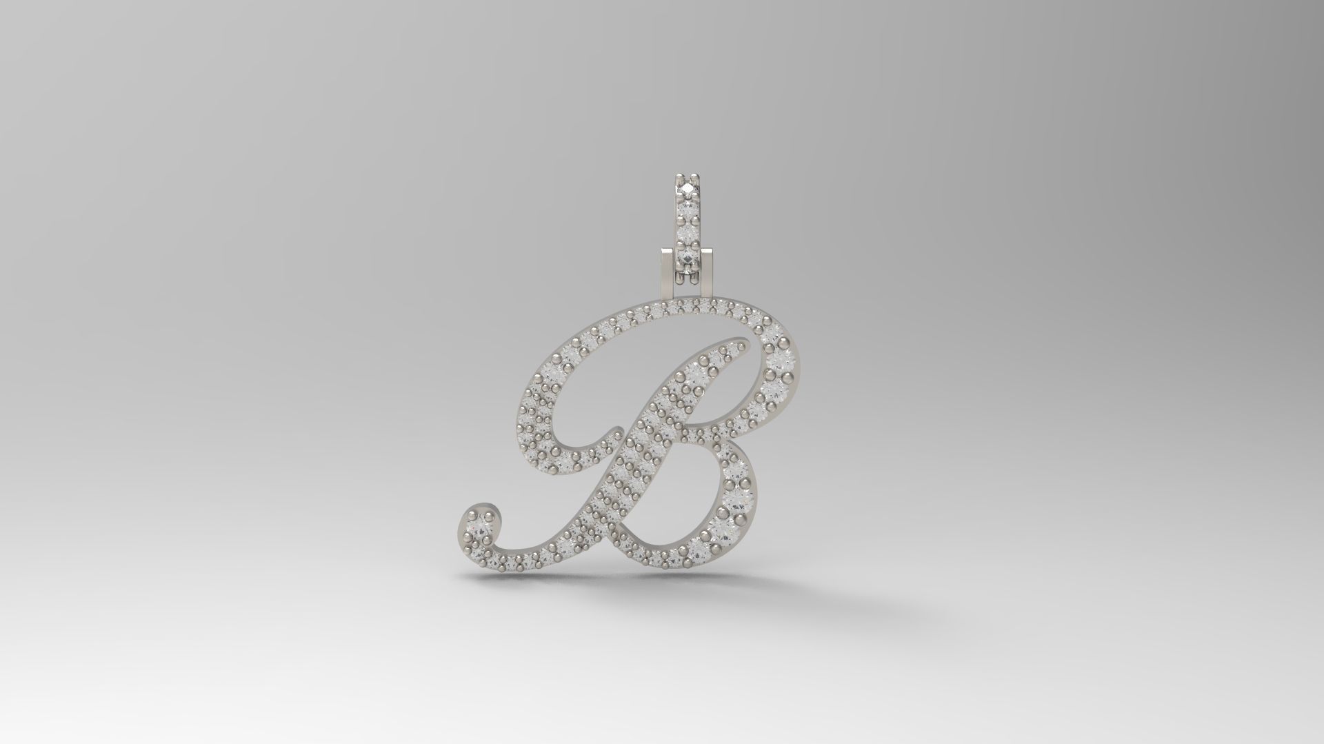 Initial Letter B Necklace Pendant Alphabet Pendant 3D print model_11