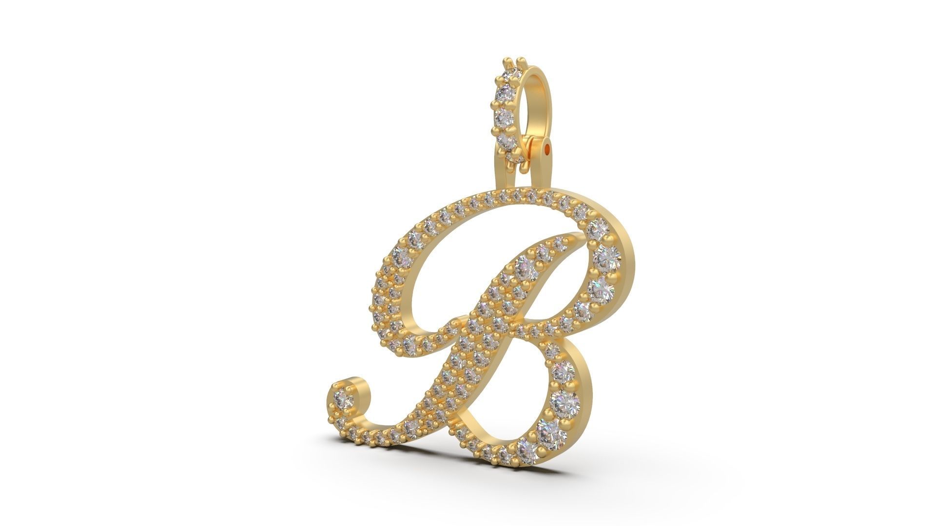 Initial Letter B Necklace Pendant Alphabet Pendant 3D print model_13