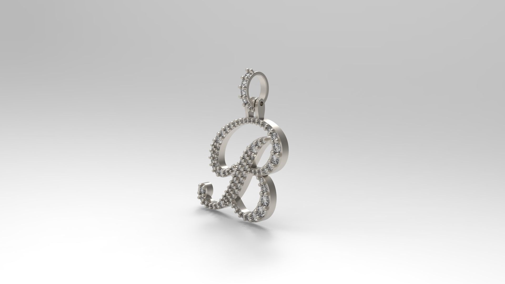 Initial Letter B Necklace Pendant Alphabet Pendant 3D print model_7