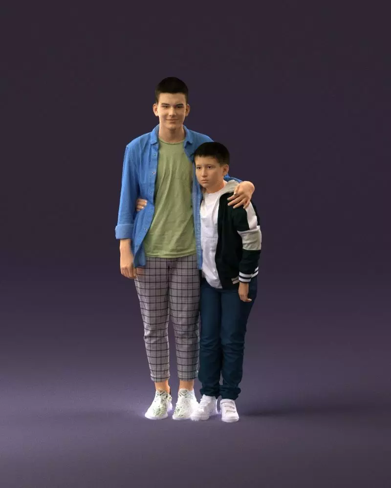 two brothers one older other young 1078 3D model