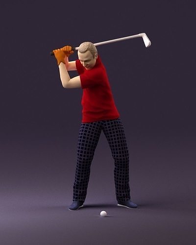 golfplayer in red polo 1098 3D model