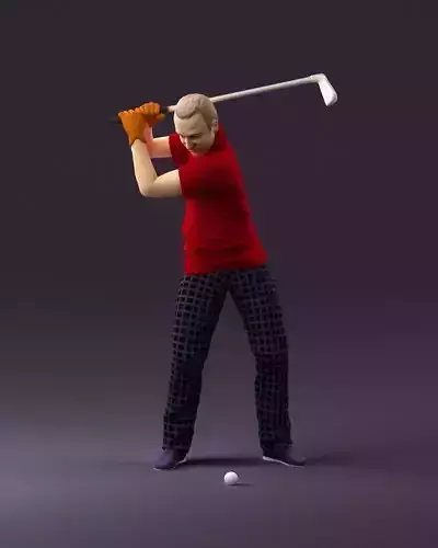 golfplayer in red polo 1098