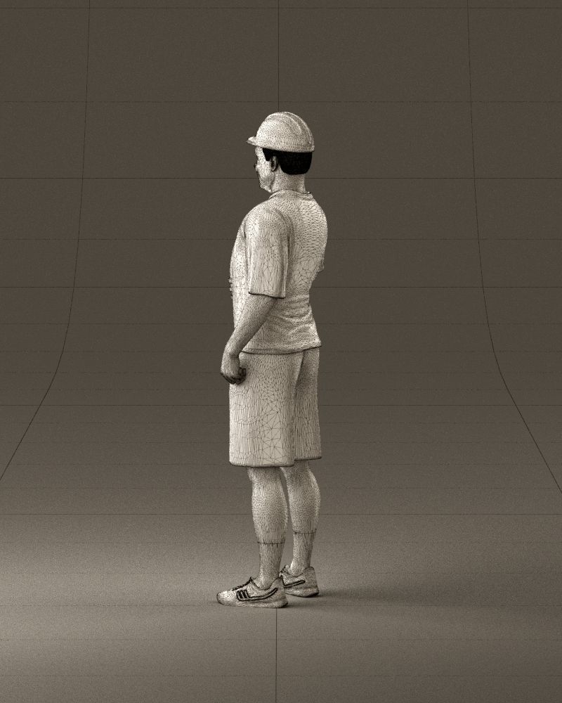 man in green top and tennis rocket 1113 3D model_31