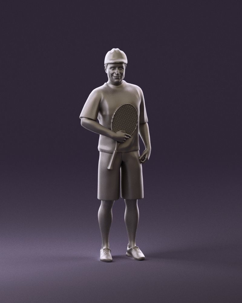 man in green top and tennis rocket 1113 3D model_12