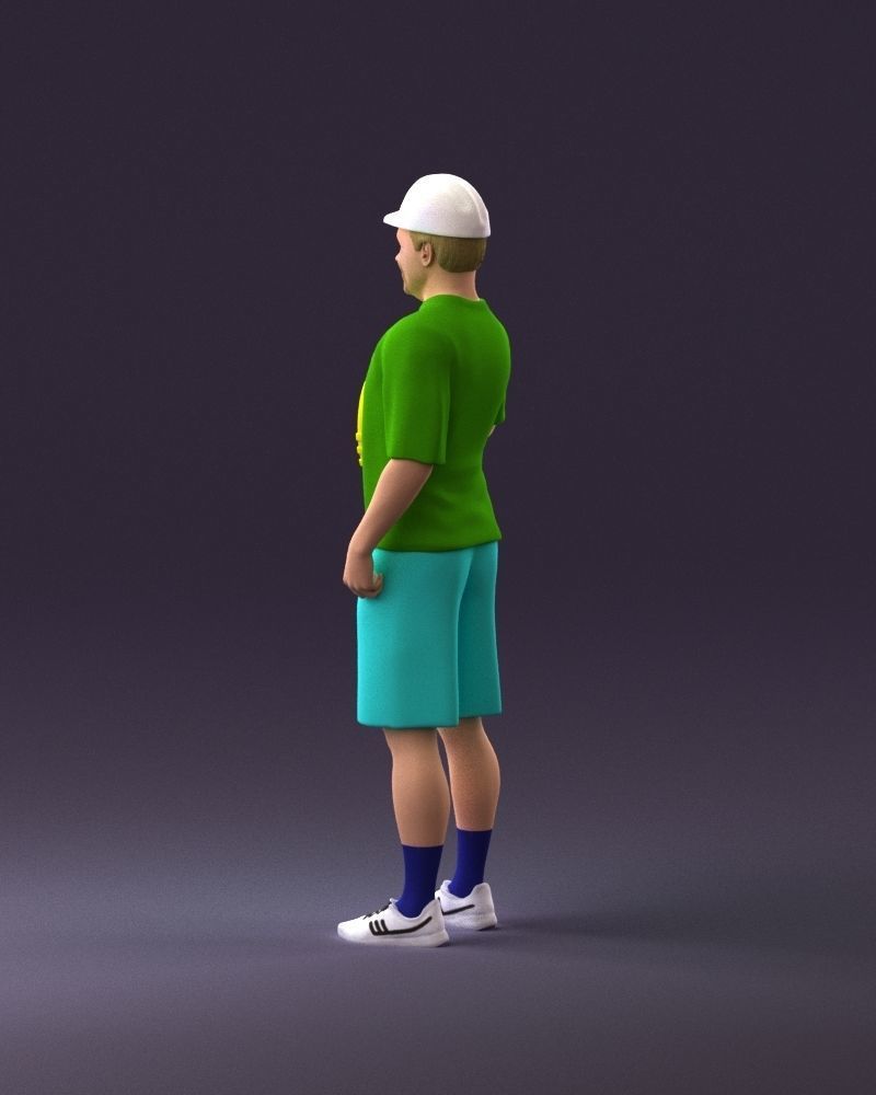 man in green top and tennis rocket 1113 3D model_7