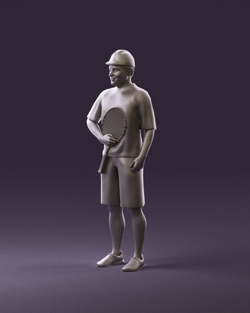 man in green top and tennis rocket 1113 3D model_21