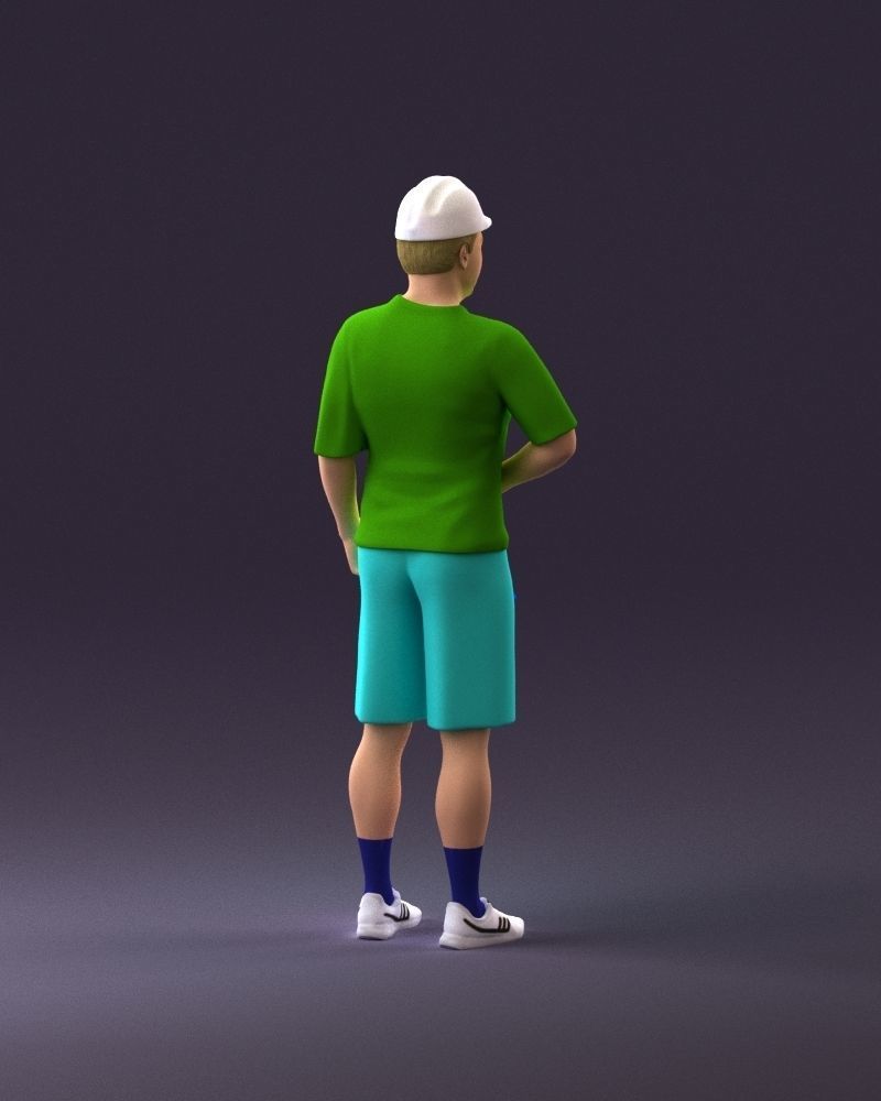 man in green top and tennis rocket 1113 3D model_5