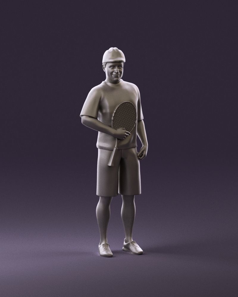 man in green top and tennis rocket 1113 3D model_13
