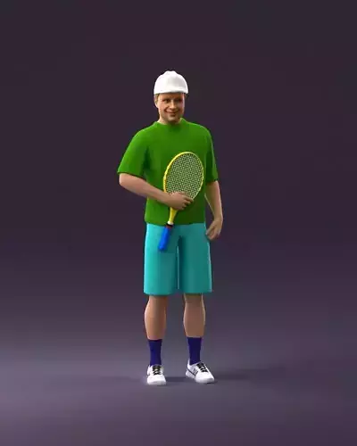 man in green top and tennis rocket 1113