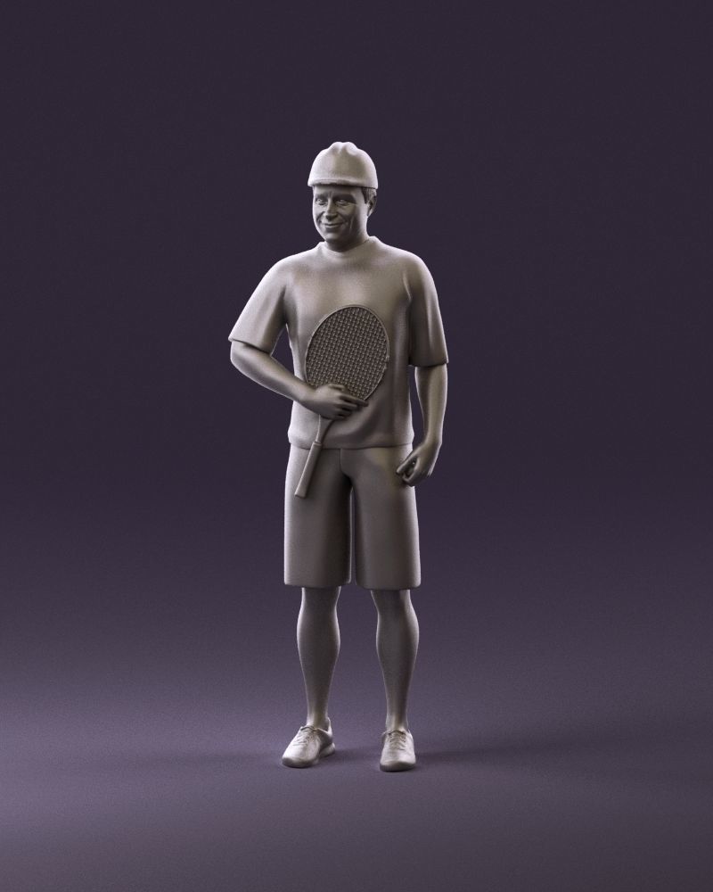 man in green top and tennis rocket 1113 3D model_22