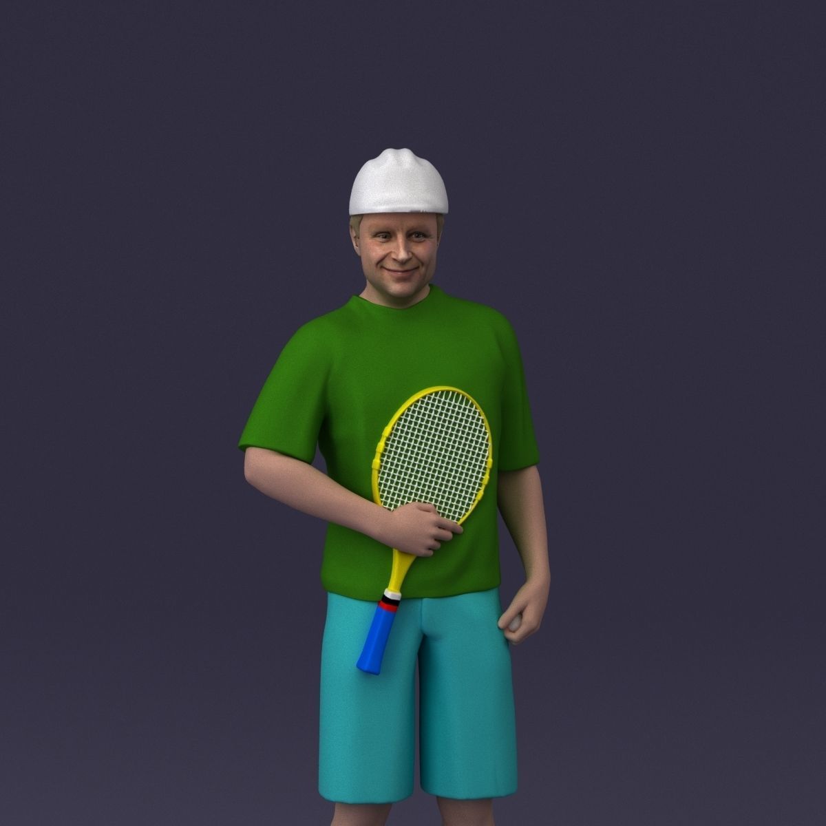 man in green top and tennis rocket 1113 3D model_37