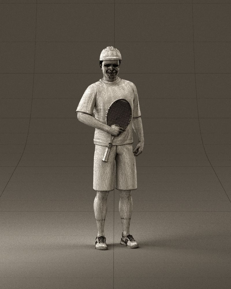man in green top and tennis rocket 1113 3D model_24