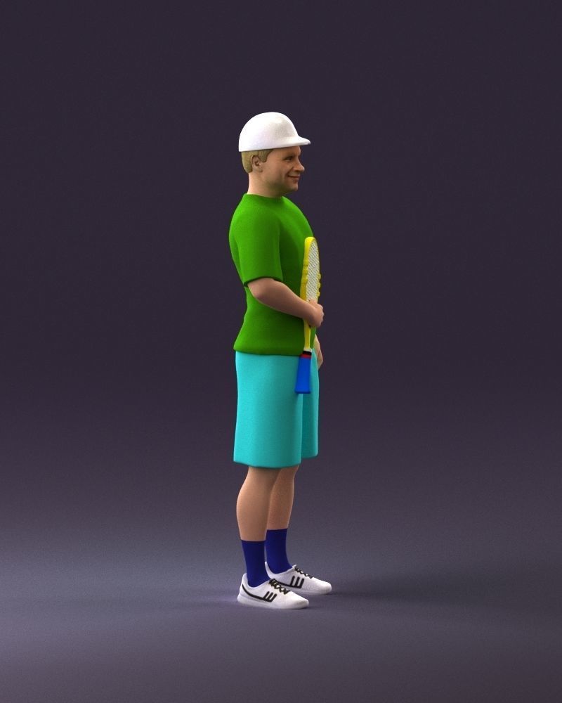 man in green top and tennis rocket 1113 3D model_3