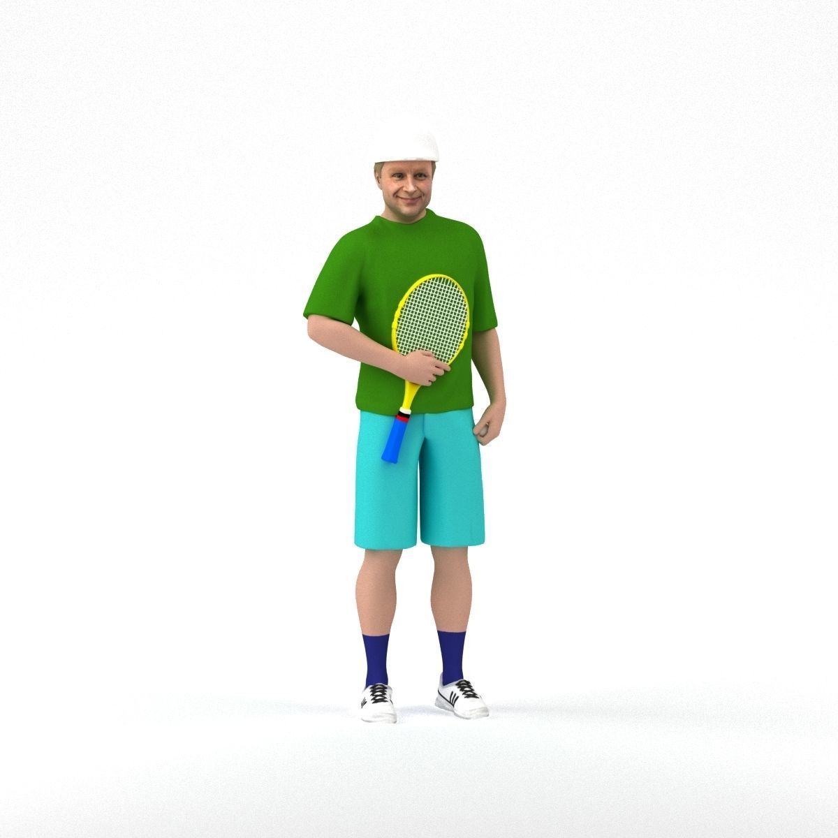 man in green top and tennis rocket 1113 3D model_36