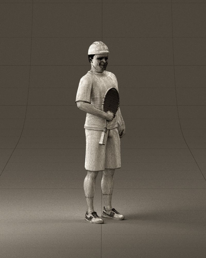 man in green top and tennis rocket 1113 3D model_26