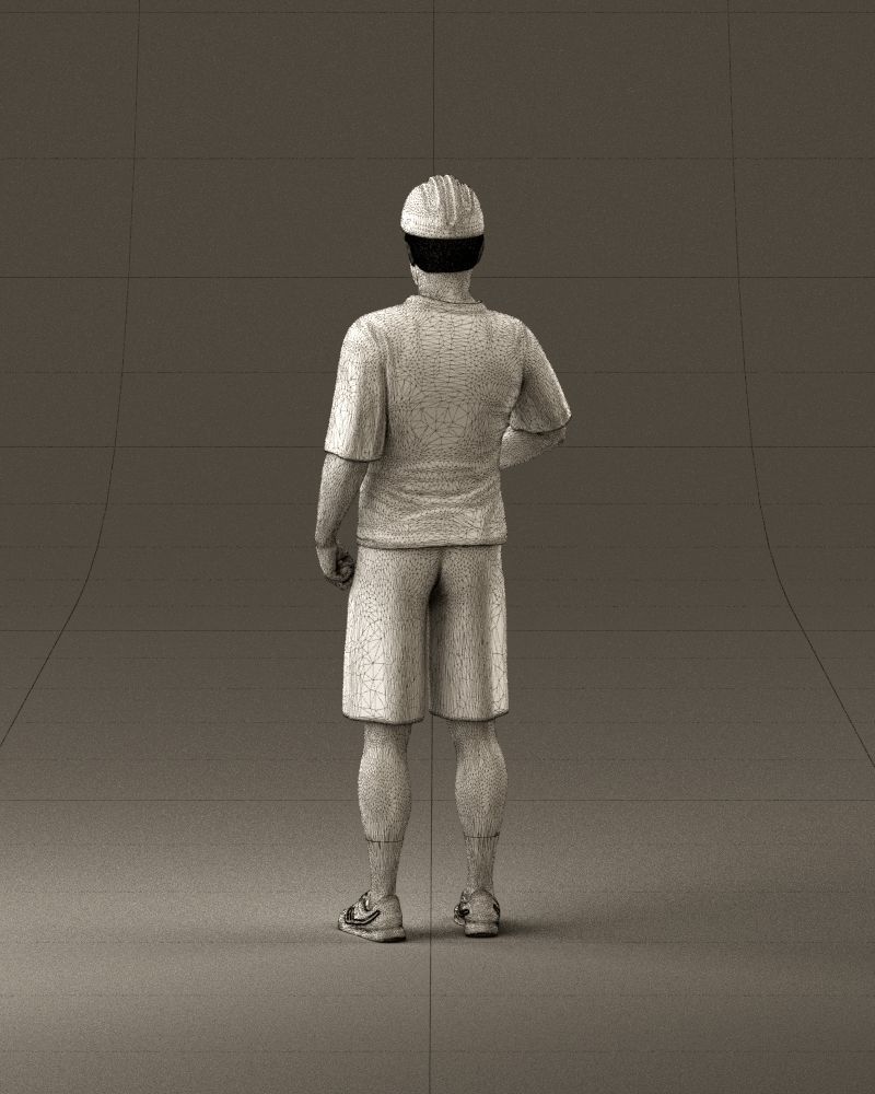 man in green top and tennis rocket 1113 3D model_30