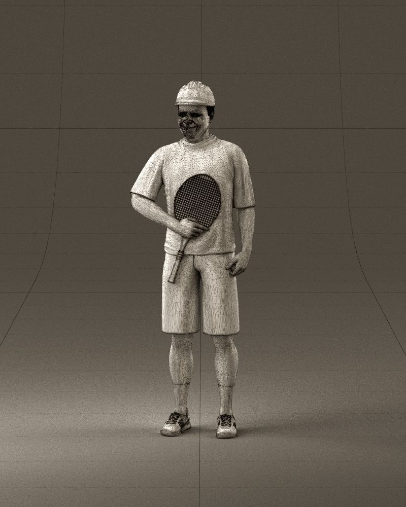 man in green top and tennis rocket 1113 3D model_34