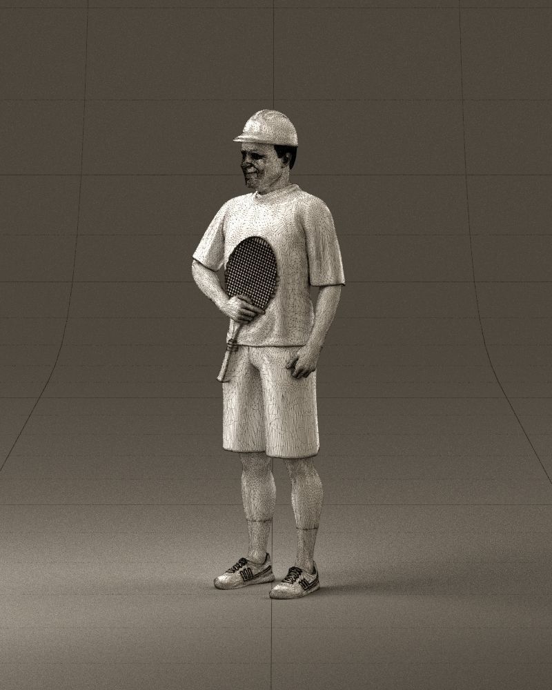 man in green top and tennis rocket 1113 3D model_33