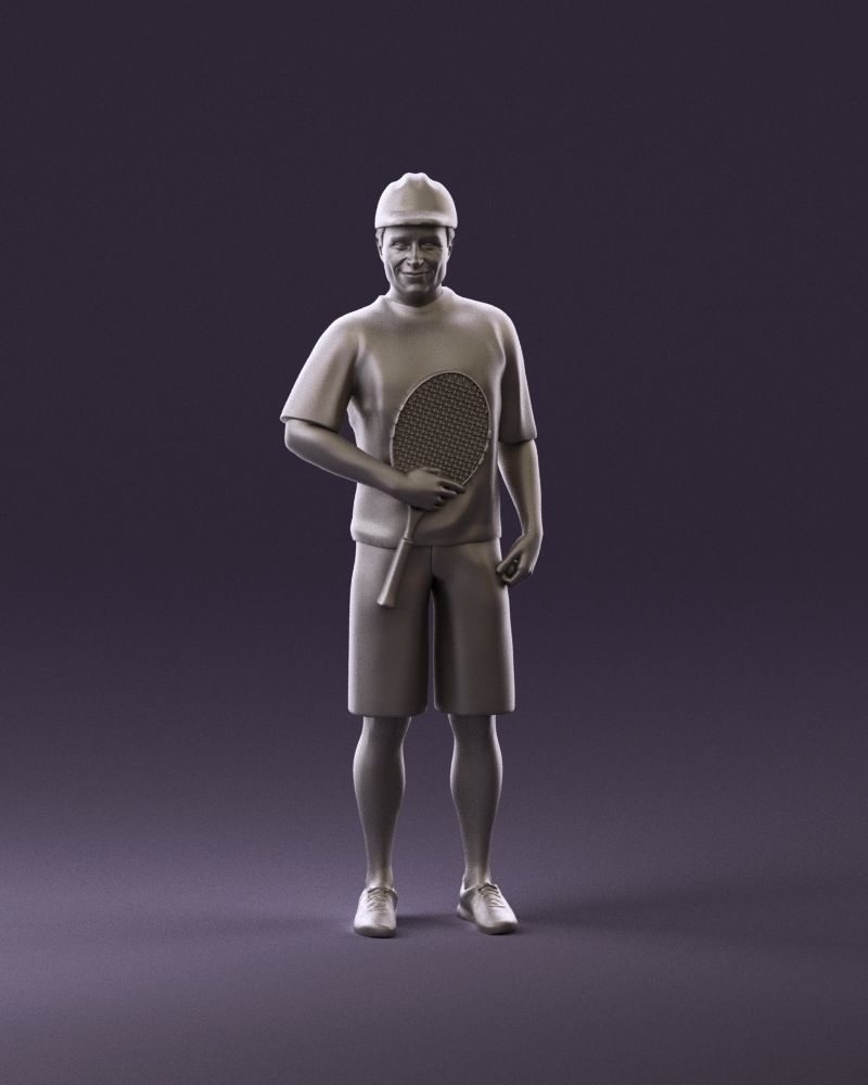 man in green top and tennis rocket 1113 3D model_23