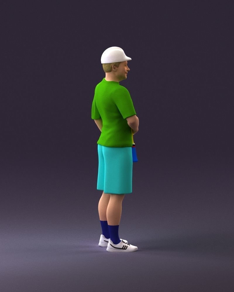 man in green top and tennis rocket 1113 3D model_4