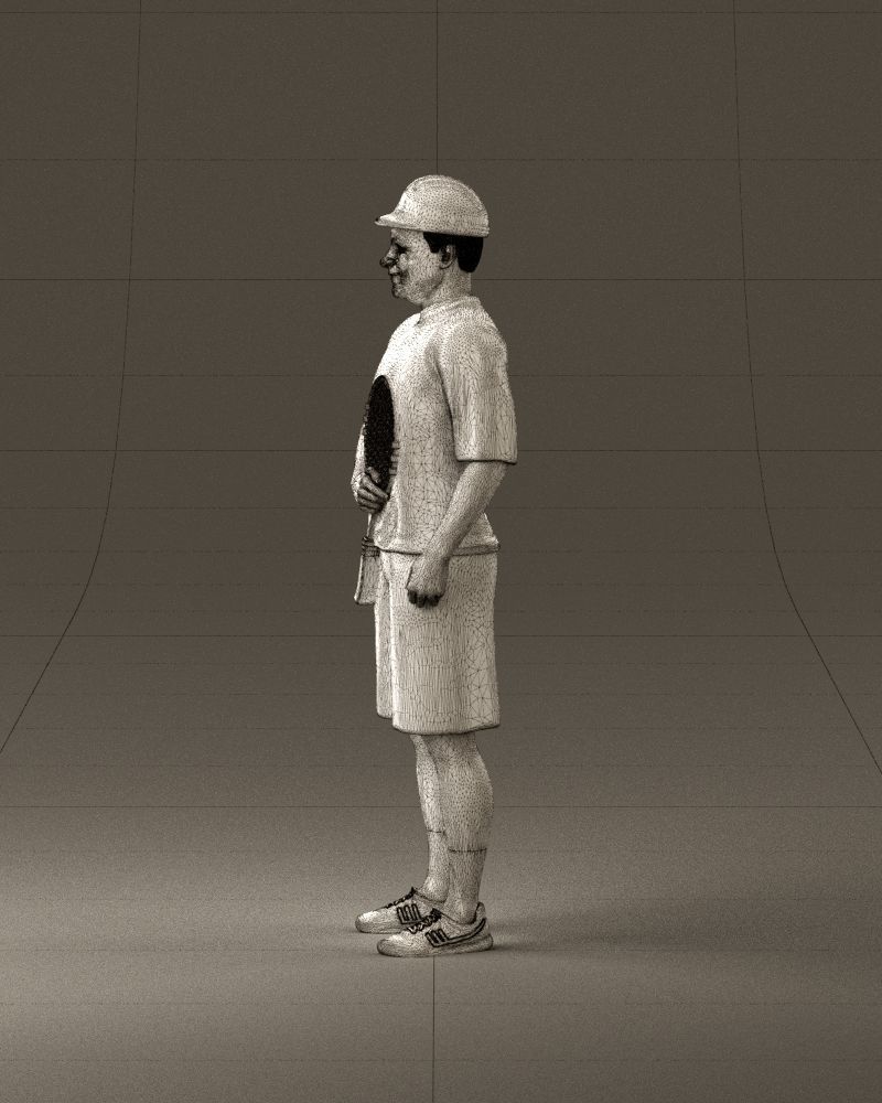 man in green top and tennis rocket 1113 3D model_32