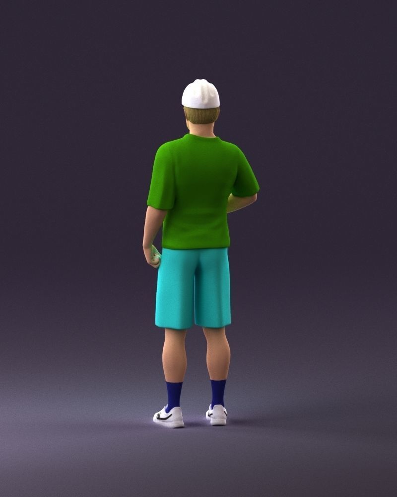 man in green top and tennis rocket 1113 3D model_6