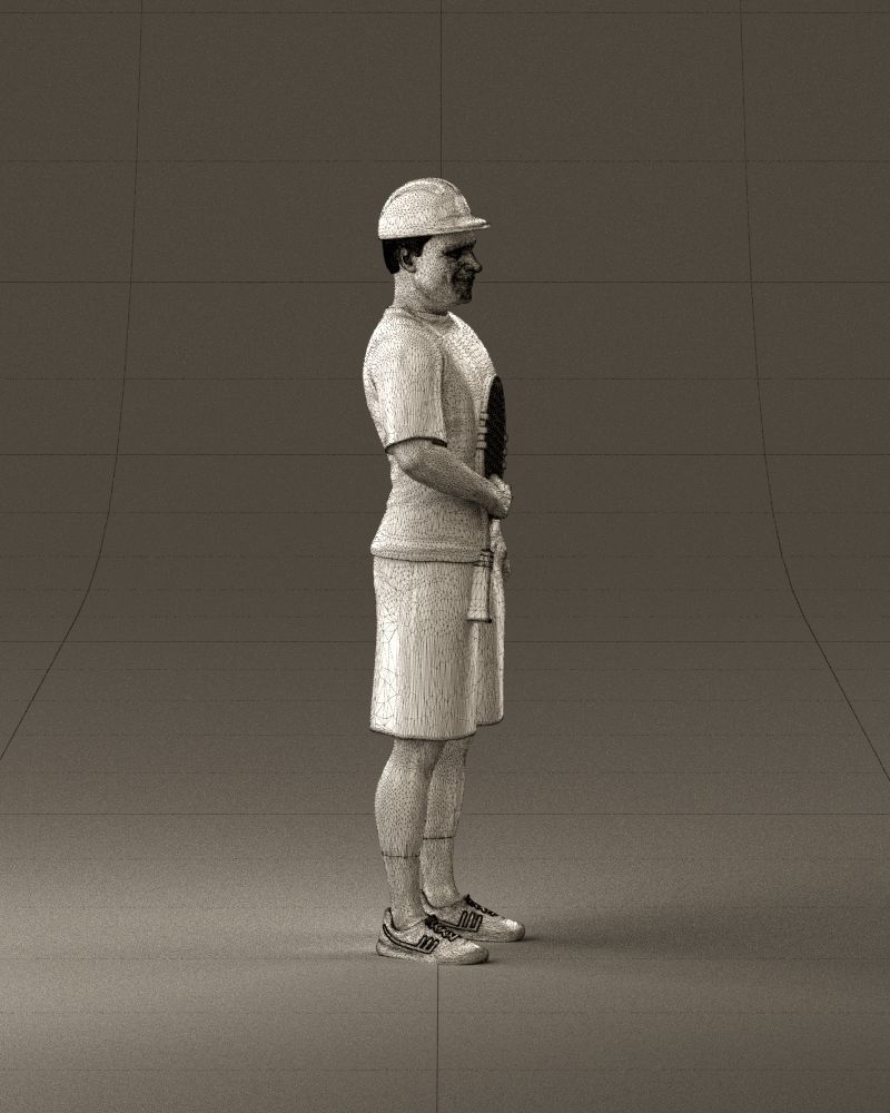 man in green top and tennis rocket 1113 3D model_27