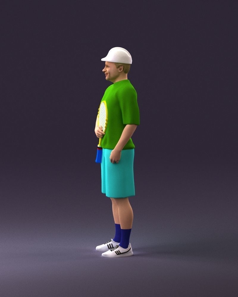 man in green top and tennis rocket 1113 3D model_8