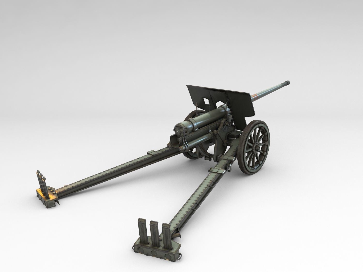 Low Poly Type 92 10 cm cannon Low-poly 3D model_8