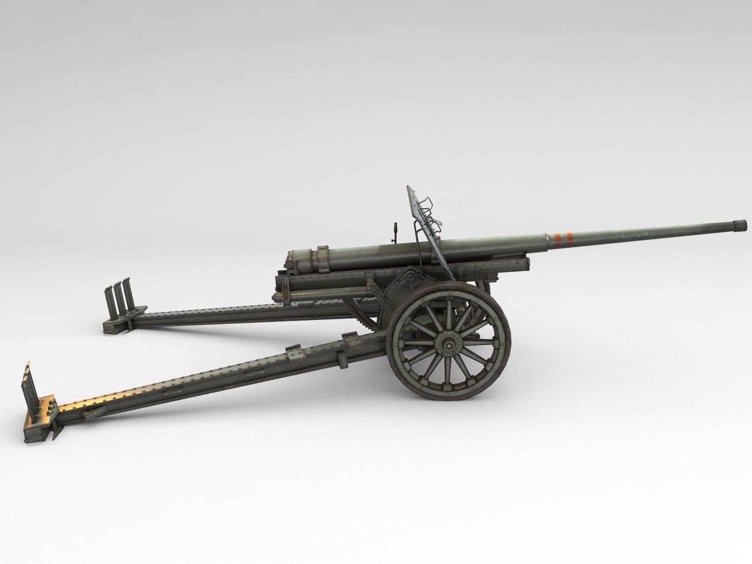 Low Poly Type 92 10 cm cannon Low-poly 3D model_10