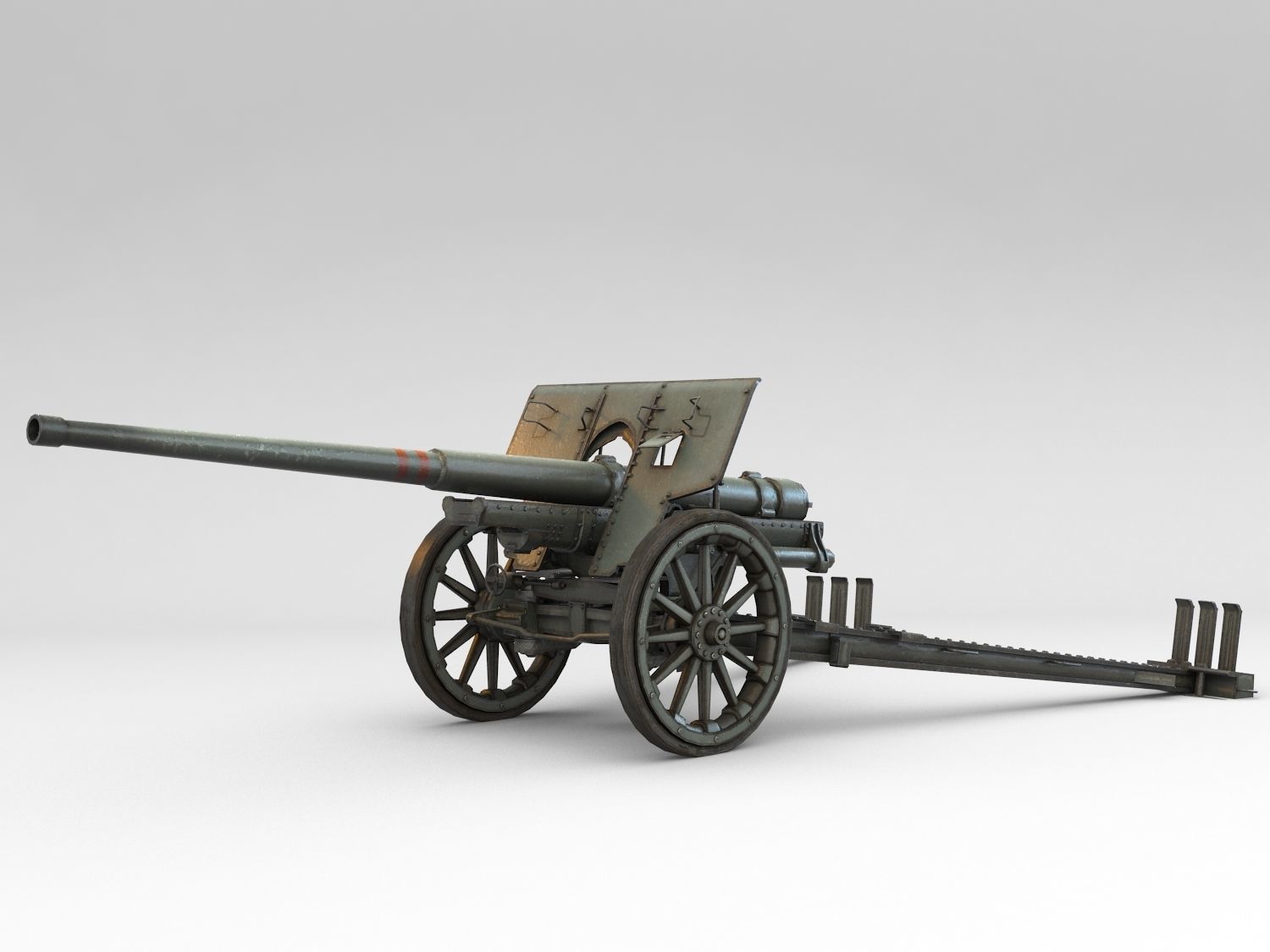 Low Poly Type 92 10 cm cannon Low-poly 3D model_12