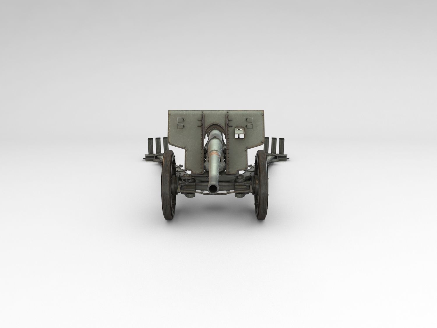 Low Poly Type 92 10 cm cannon Low-poly 3D model_6