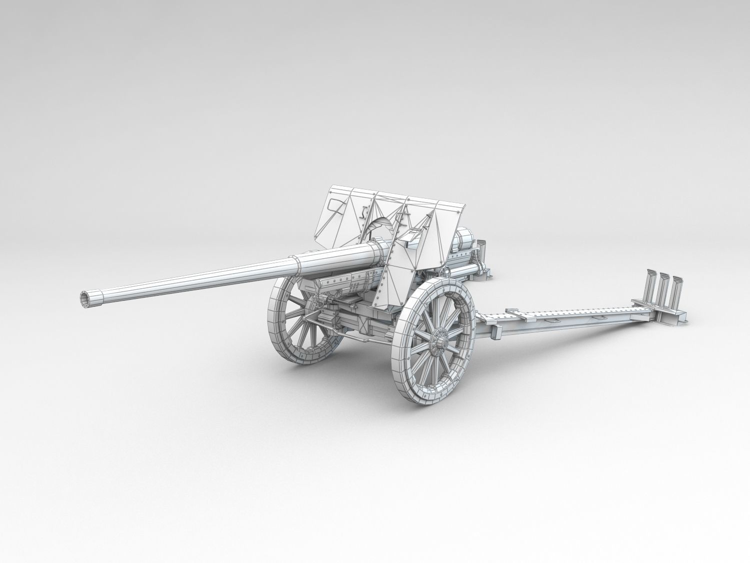 Low Poly Type 92 10 cm cannon Low-poly 3D model_5