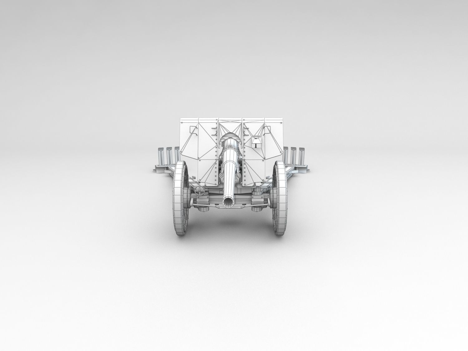 Low Poly Type 92 10 cm cannon Low-poly 3D model_7
