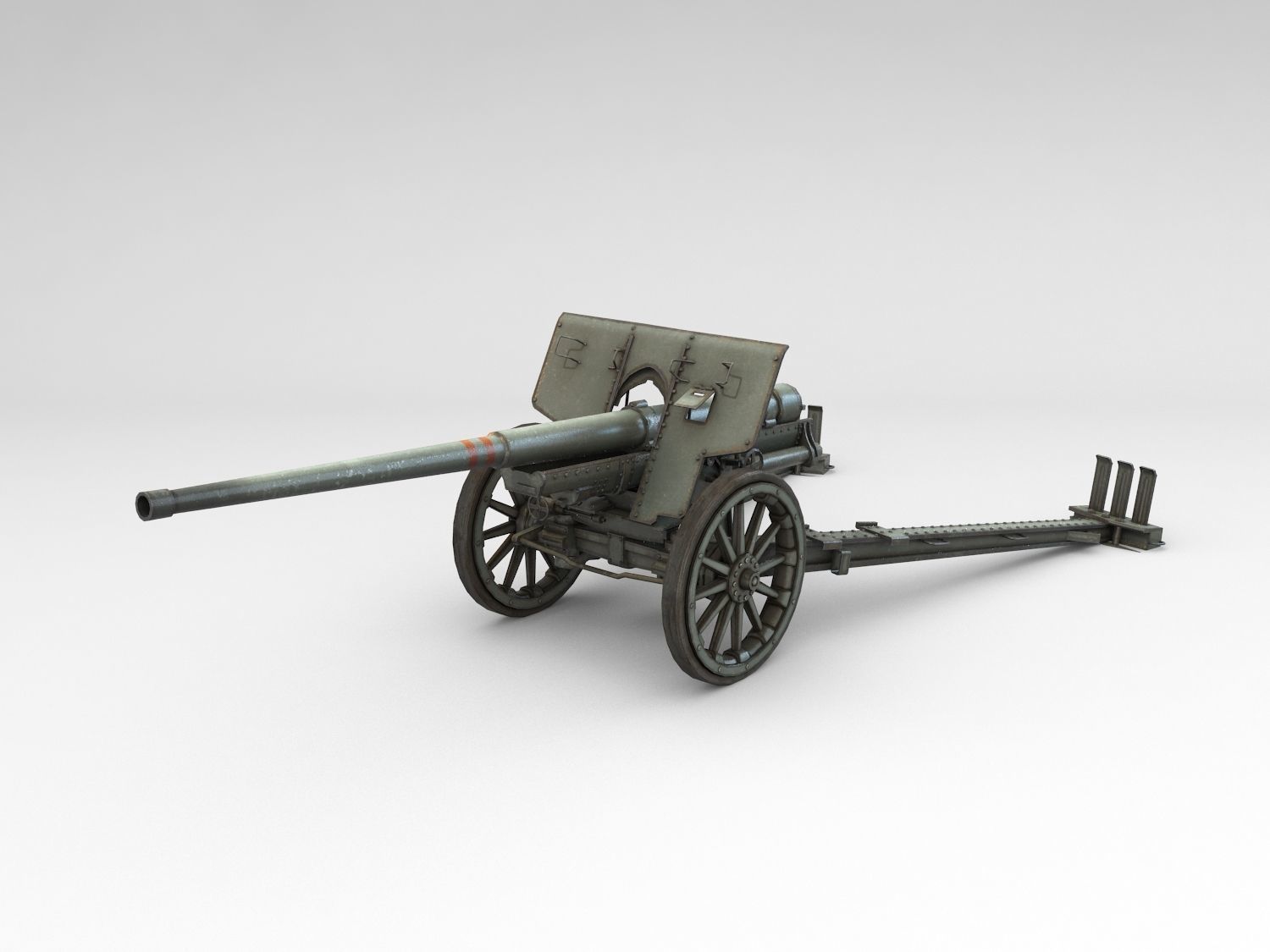 Low Poly Type 92 10 cm cannon Low-poly 3D model_4