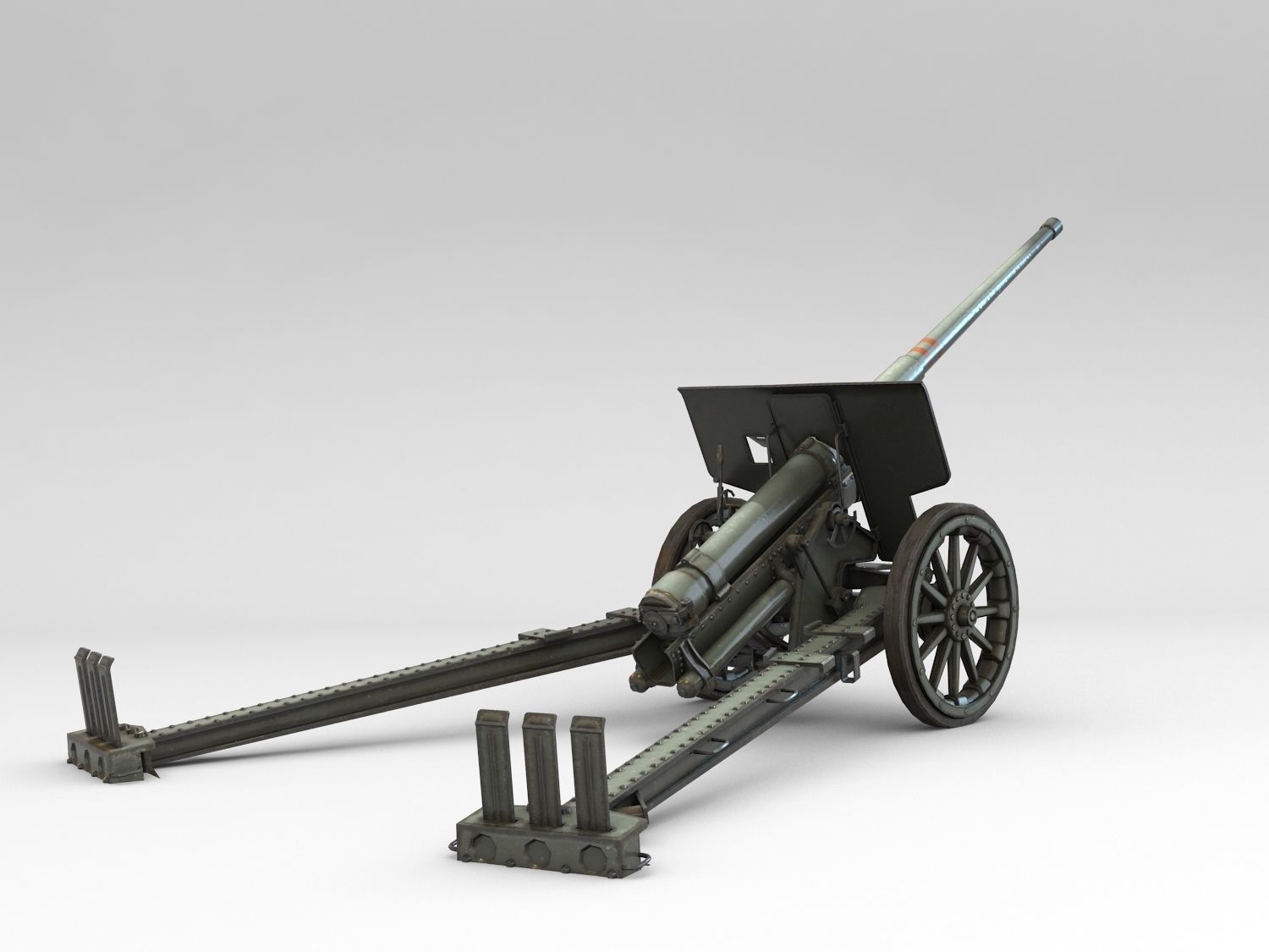 Low Poly Type 92 10 cm cannon Low-poly 3D model_3