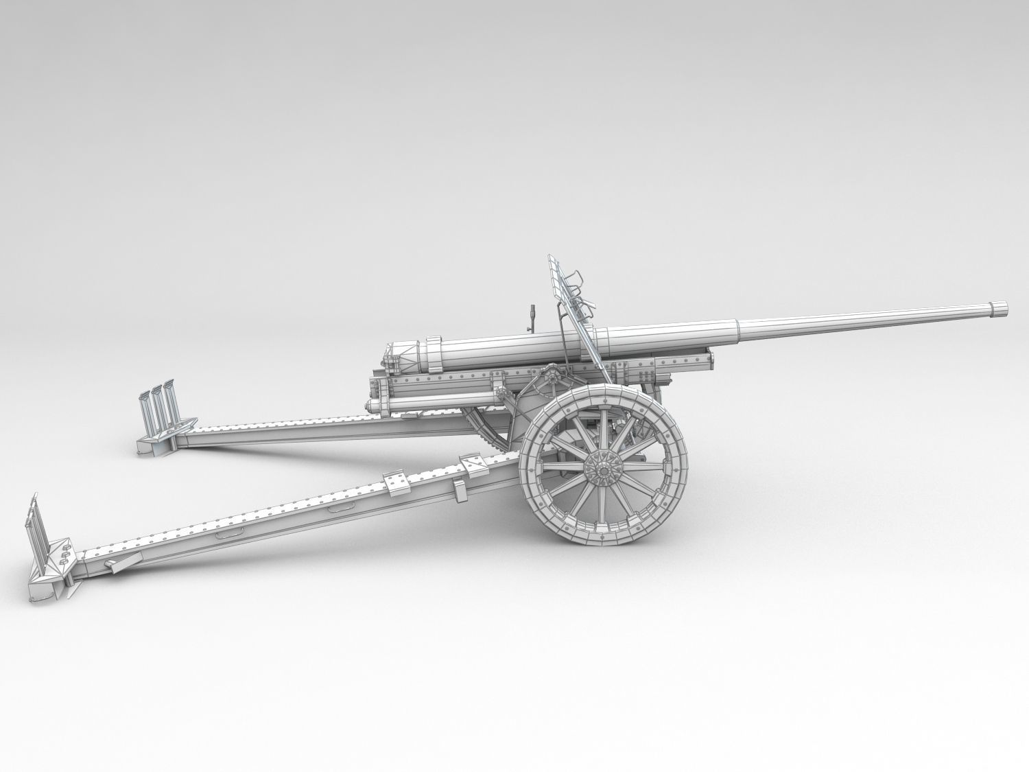 Low Poly Type 92 10 cm cannon Low-poly 3D model_11