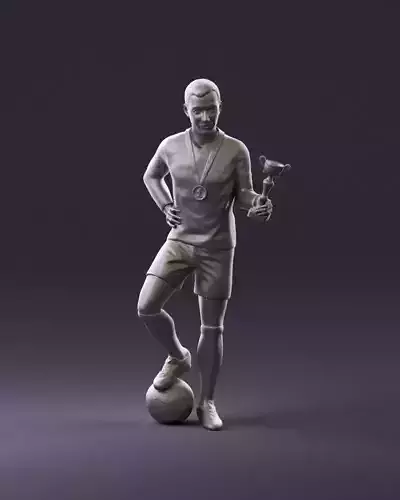 001105 soccerplayer in blue uniform STL Miniature
