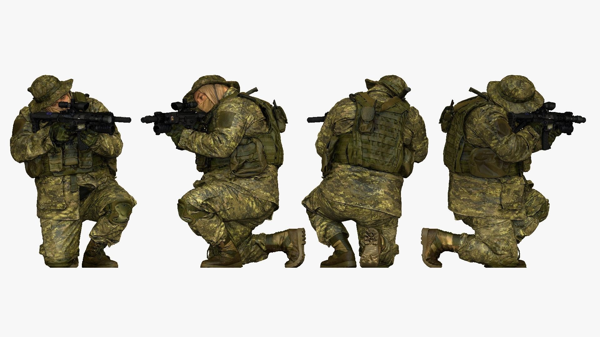 modern soldier aiming on knee honeybadger 001151 3D model_4