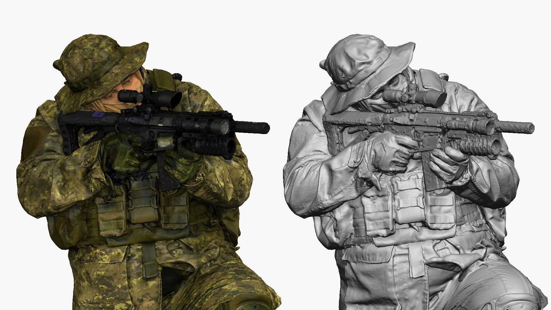 modern soldier aiming on knee honeybadger 001151 3D model_5