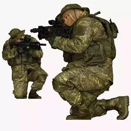 modern soldier aiming on knee honeybadger 001151