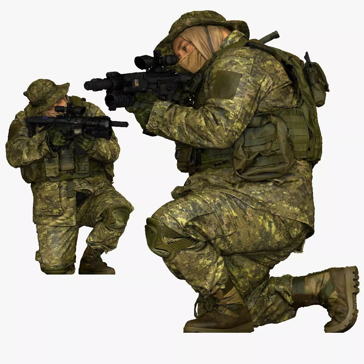 modern soldier aiming on knee honeybadger 001151 3D model_0