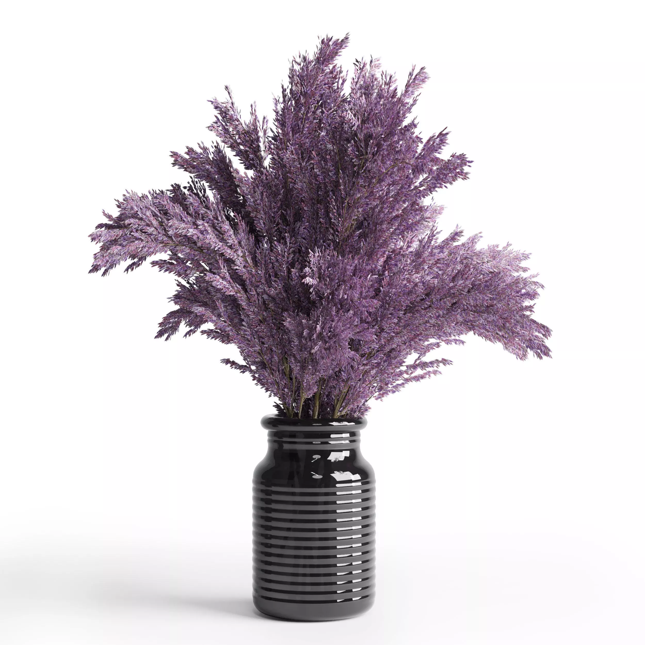 bouquet dry lavender vase glass black 3D model