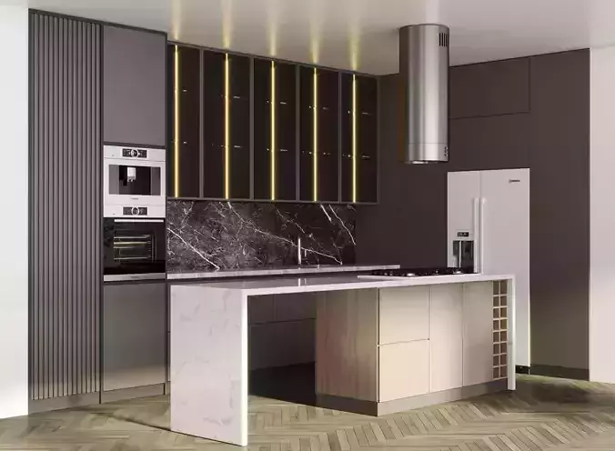 Hadi Kitchen Appliance Bosch Kitchen No 14 Low-poly 3D model Hadi Kitchen Appliance Bosch Kitchen No 14 Low-poly 3D model