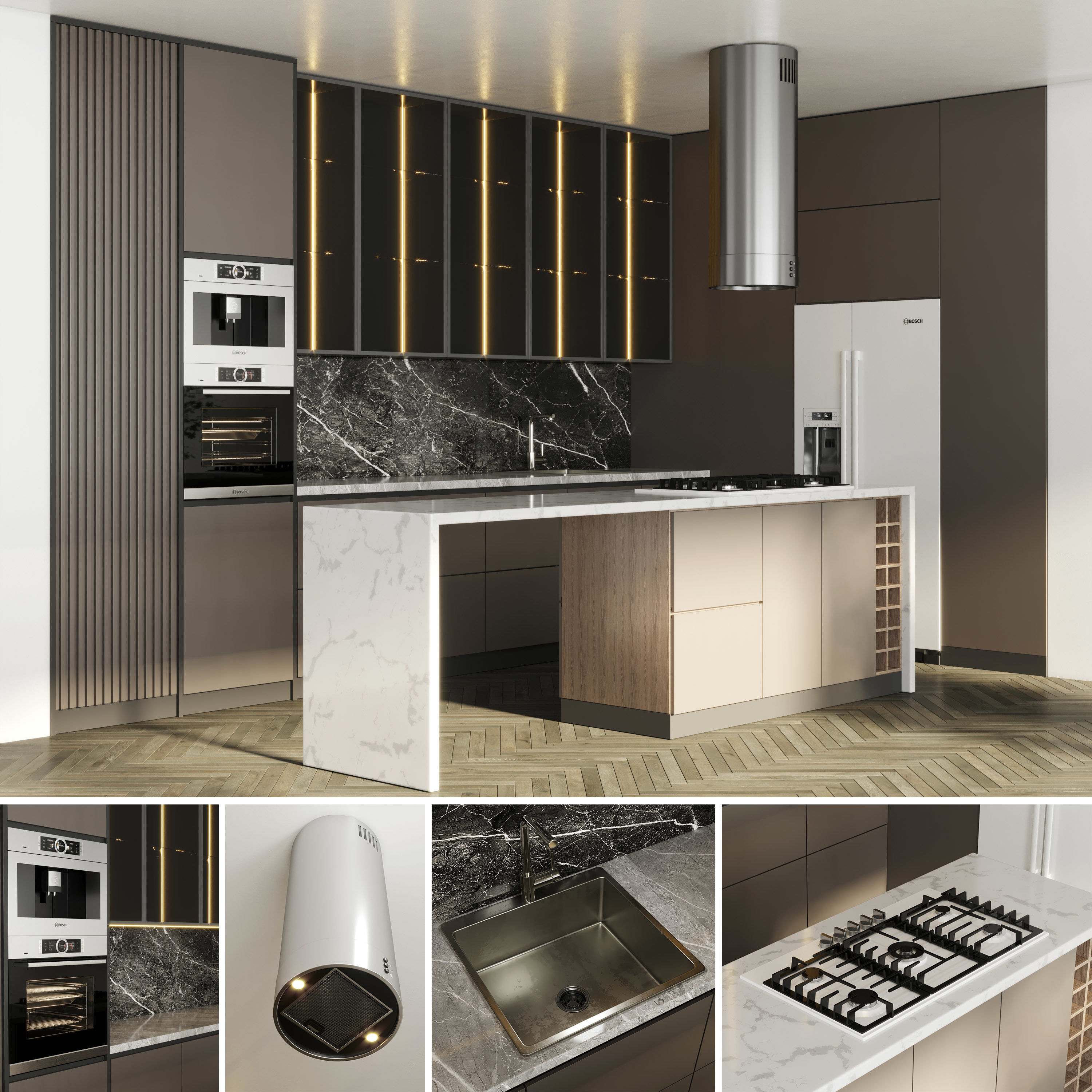 Hadi Kitchen Appliance Bosch Kitchen No 14 Low-poly 3D model_1